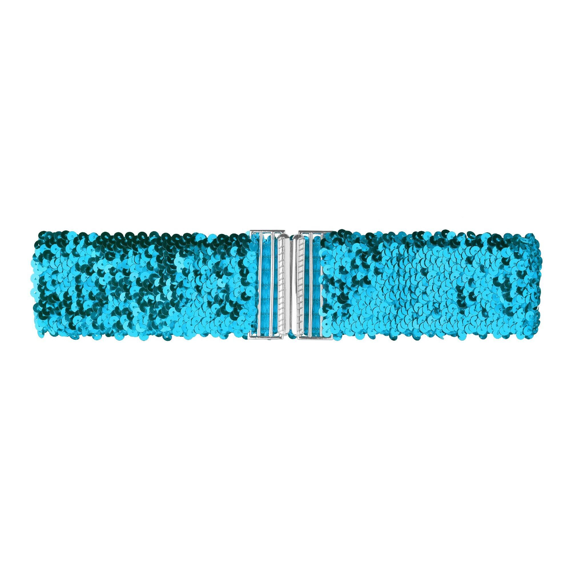 2746 Womens Plus Size Stretchy Waist Belts Metal Interlock Buckles Sequins